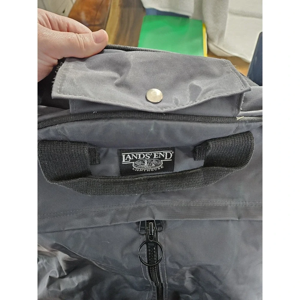 Vtg Lands' End Lighthouse Grey Foldable Garment Bag USA Luggage